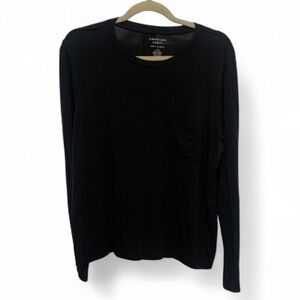 American Eagle Soft and Sexy Black Long Sleeve Pocket Shirt Size Large